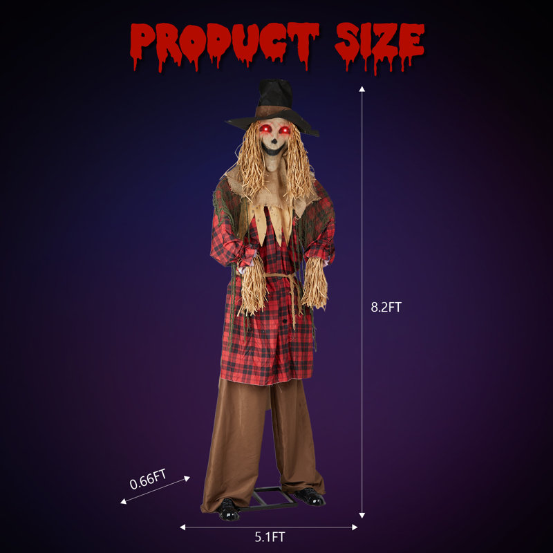 8.2Ft Scarecrow Halloween Animatronic With Sound Activated