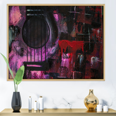 Mauve musique guitare III - décoration murale moderne en toile