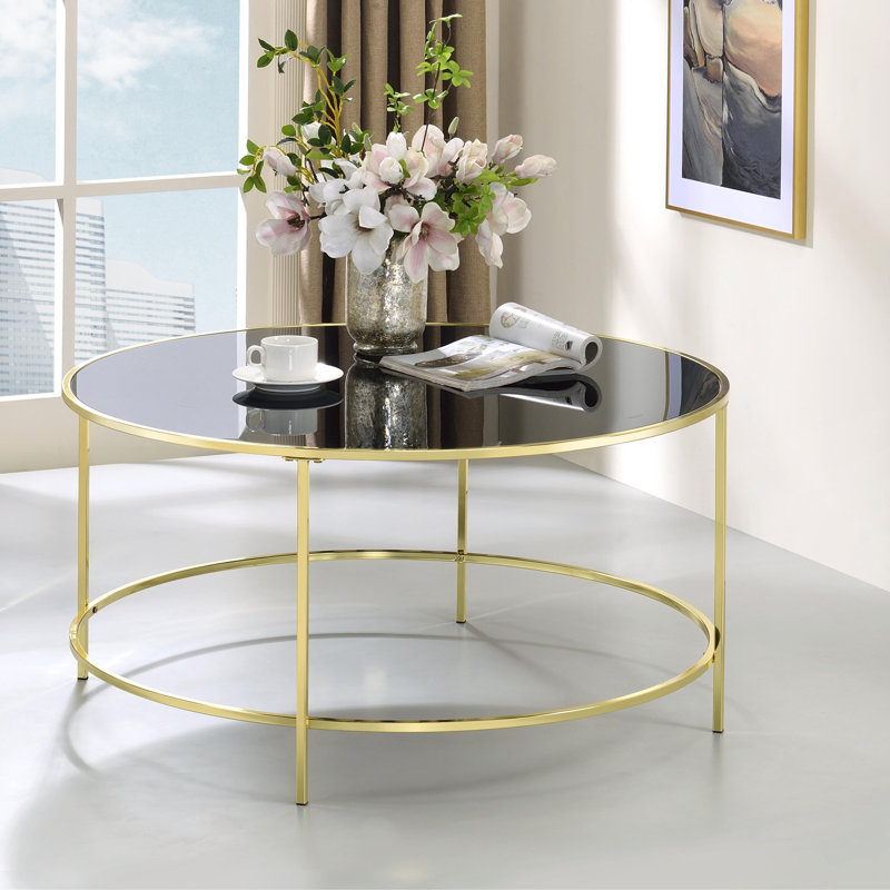 Silverlock Glass Top Single Coffee Table, Brass