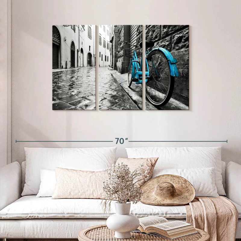 Mehar Retro Blue Bicycle, 28" H x 45" W