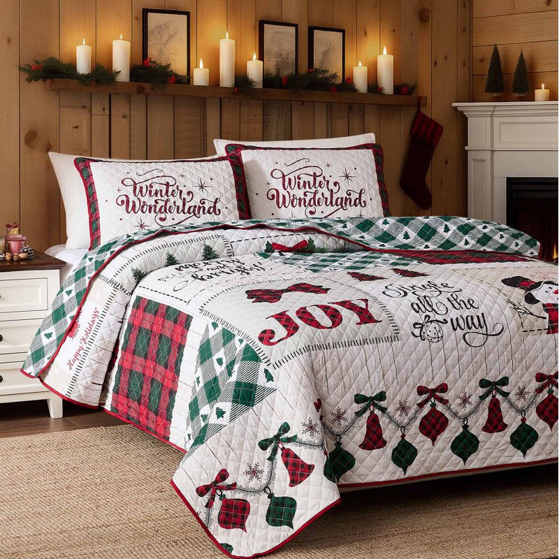 Avanti Linens Patchwork Plaid Quilt Set, Queen Quilt + 2 Shams