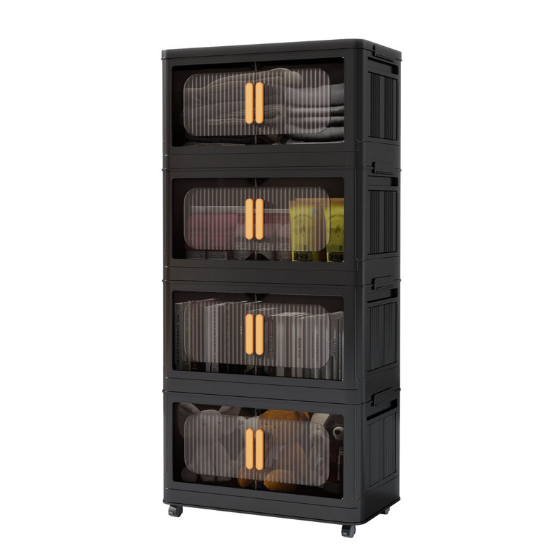 Armoire de rangement 19,69 po, 4, Noir/transparent
