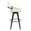 Tabouret de bar à hauteur fixe avec pivot en bois noir et similicuir avec repose-pieds rond en métal noir - ensemble de 2