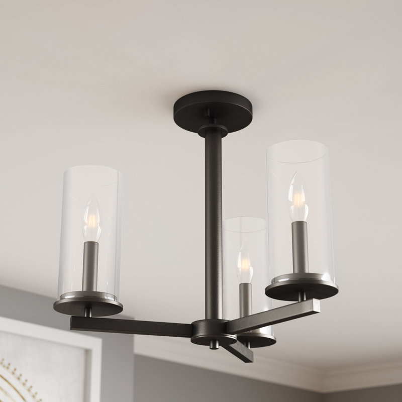 Dalleas Glass Semi Flush Mount, Olde Bronze