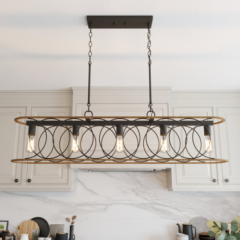 Lustre linéaire à 5 lumières à intensité variable pour îlot de cuisine Rolcun