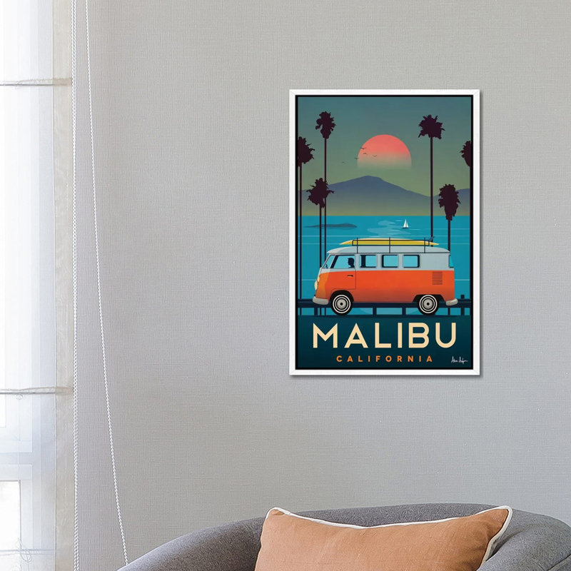 Malibu - Painting on Canvas, 66.04cm H x 45.72cm W x 3.81cm D, White Framed