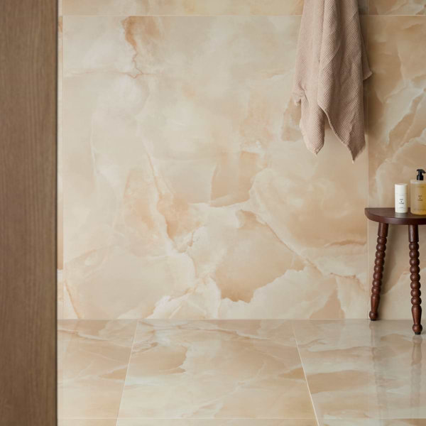 Kavira 8 in. x 0.35 in. Onyx Look Polished Porcelain Floor and Wall Tile Sample