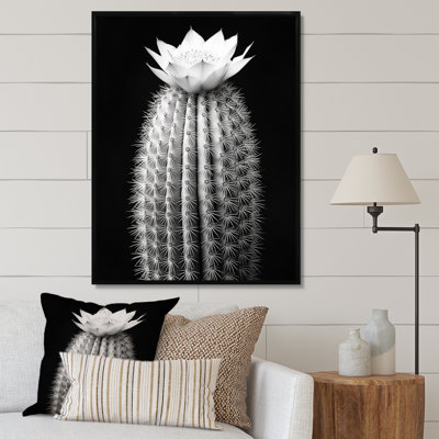 Cactus gris élégant en monochrome I - impressions sur toile florales et botaniques