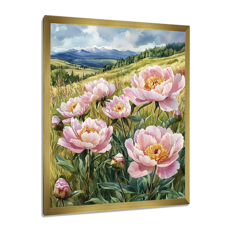 Baylor - reproduction d'art sur toile florale, H 32 po x l 16 po, Reproduction encadrée d'une seule photo, Doré