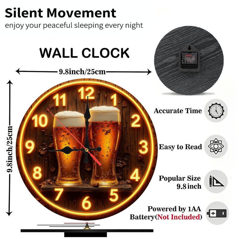 beer clock wall art for home bar decoration