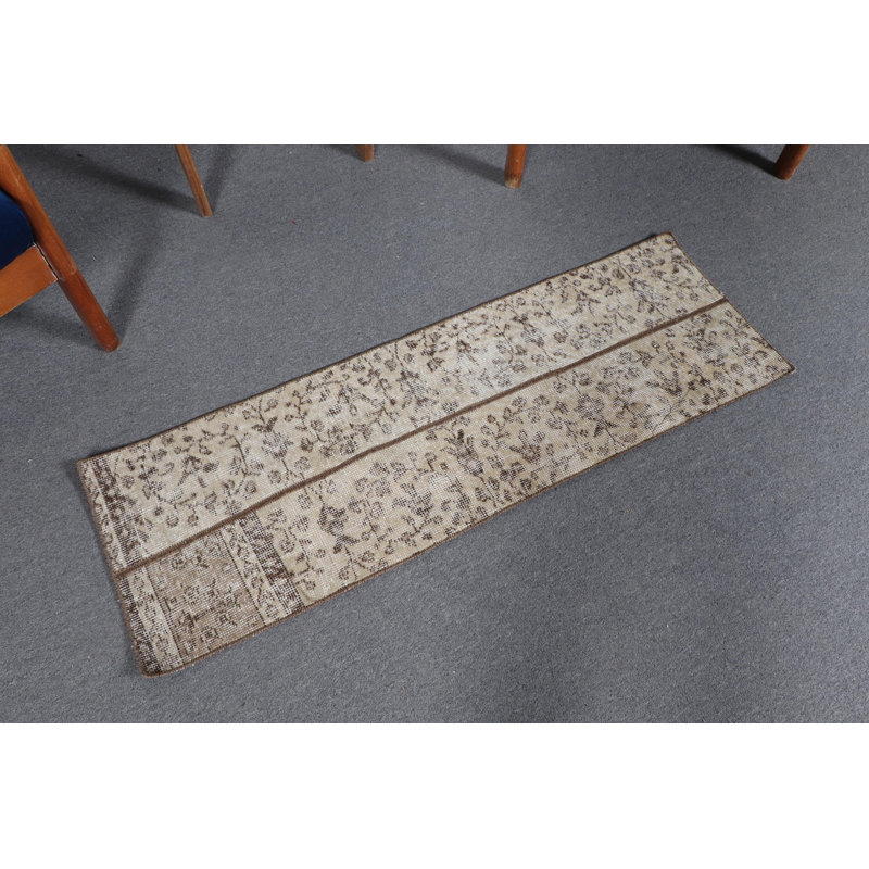 Petit tapis de salle de bain turc rétro à motif patchwork - tissé à la main Oushak - Anatolia