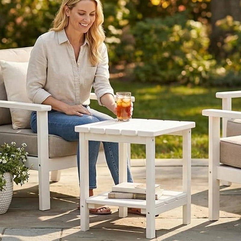 Table d'appoint extérieure All PEHD Adirondack, Blanc