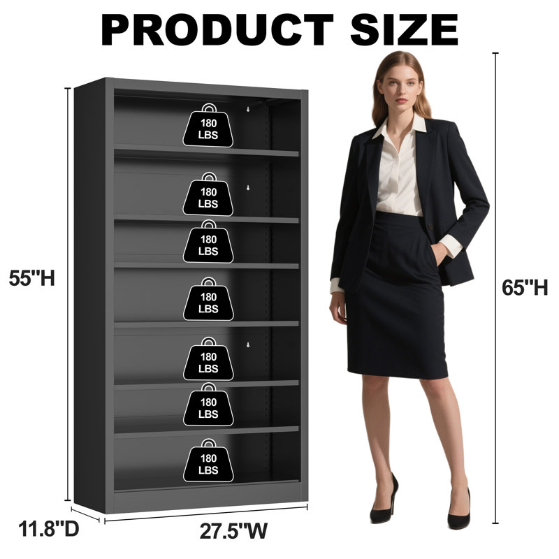 7-Tier Heavy Duty Steel Storage Rack - Adjustable Shelving Unit with Back Panel for Home, Office & Garage Use - 55" Tall Metal Organizer (White, 7 Tier-55 H*27.6W)