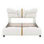 Structure de lit double avec tête et pied de lit papillon, lit plateforme tapissier en similicuir avec décor en métal doré-87395584