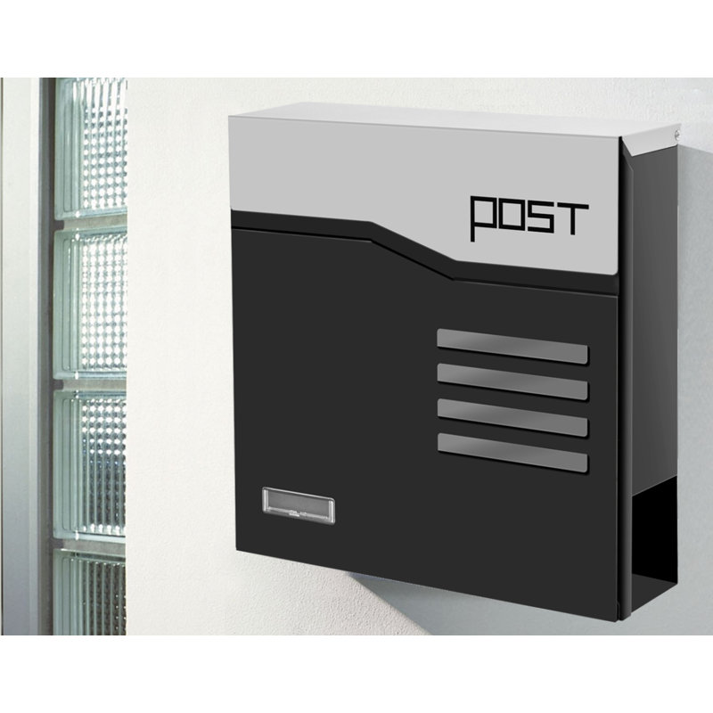 Fine Art Living Steel Wall Mounted Mailbox with Newspaper Compartment