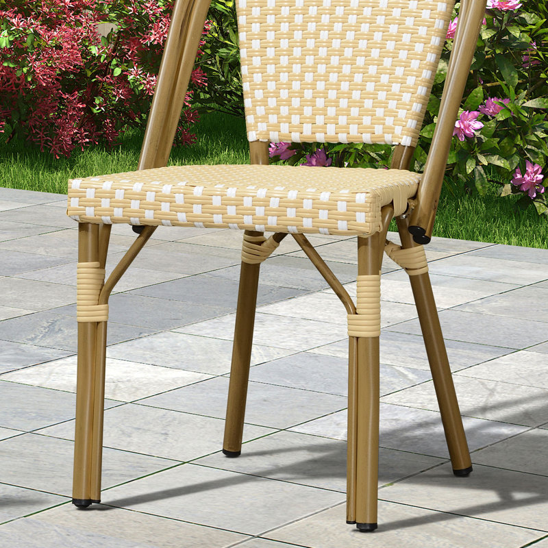 Chaise de terrasse empilable Dramford, Jaune crème