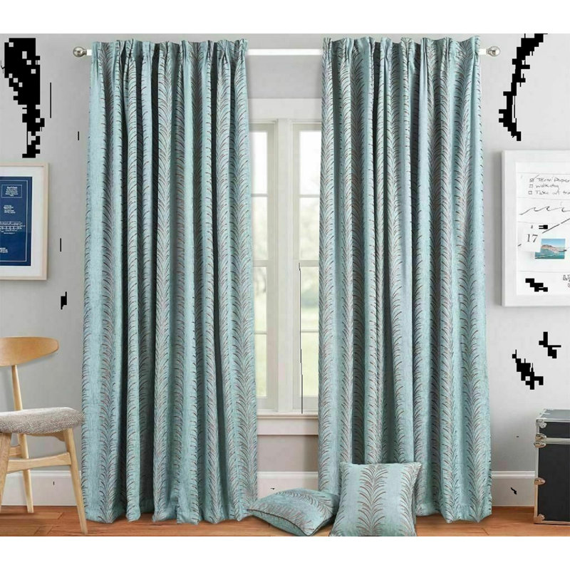 Ancalin Semi Sheer Curtain Pair, Sage, 117cm Width x 137cm Drop