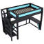 Lit mezzanine double avec bureau et garde-robe, cadre de lit mezzanine avec lumières DEL et USB intégré, noir et bleu-133340066