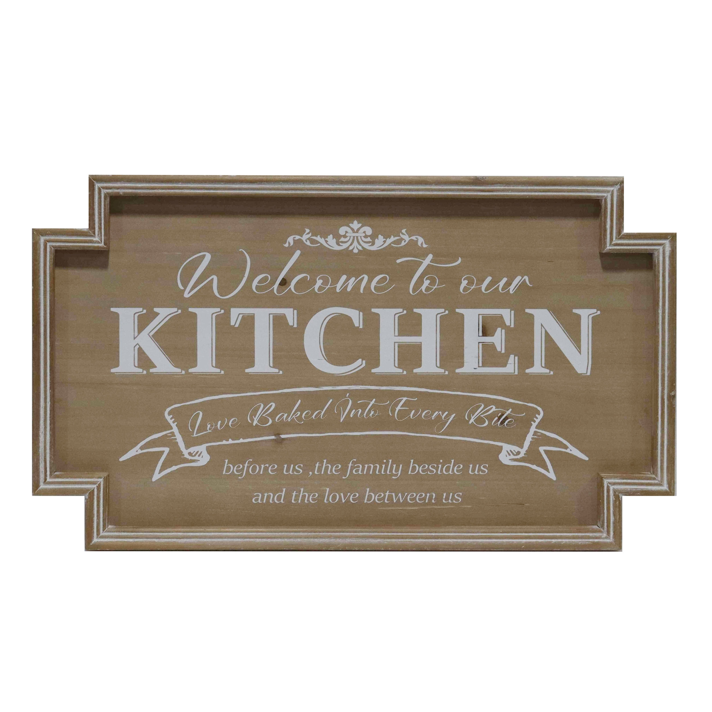 Kitchen Sign Windows Trinx VIP Wood 24 in. Brown Welcome To Our Kitchen Sign | Wayfair
