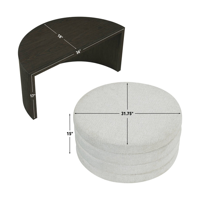 Table basse avec tabouret Florence, Noir