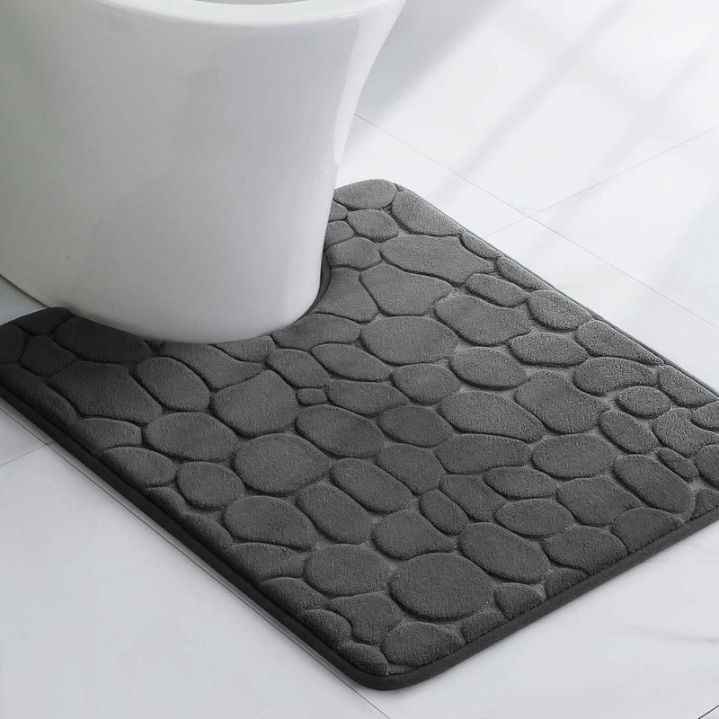 Pebbles 3D Contour Mat Microfiber Memory Foam 20' x 20", Dark Gray