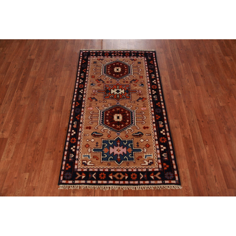 Light Brown Wool Khotan Indian Foyer Rug 3x5