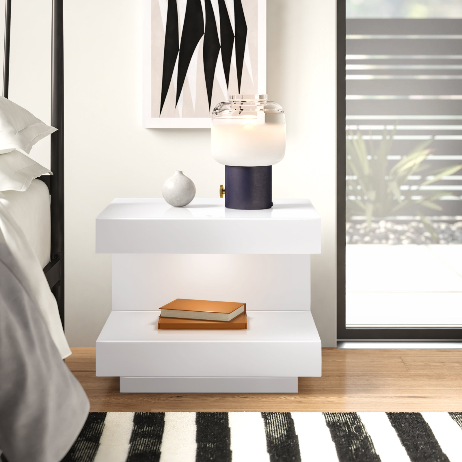 Stearns 1 - Drawer Nightstand, White Glossy
