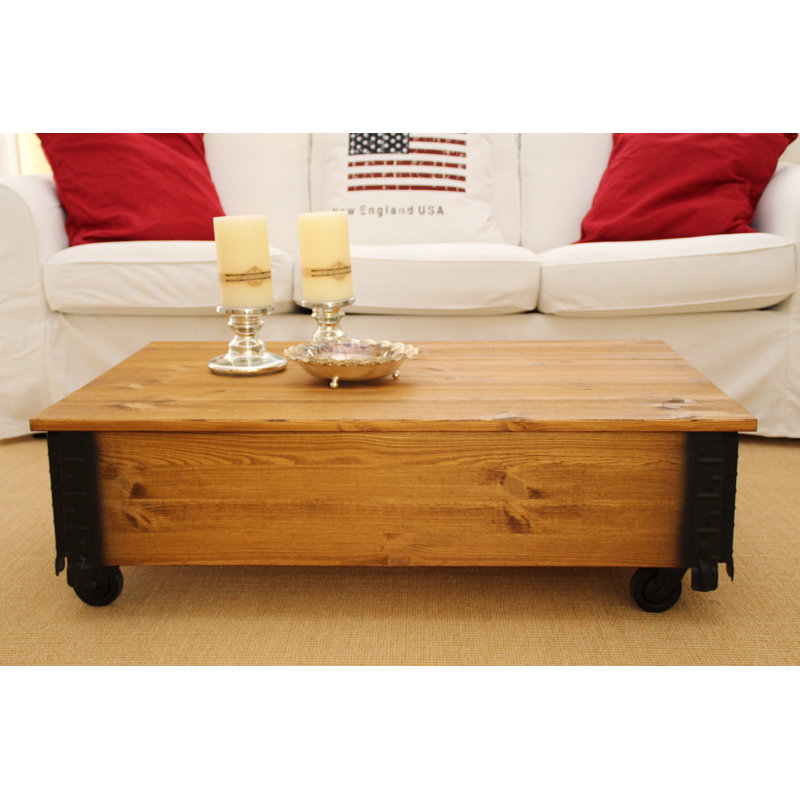 Jules Solid Wood Coffee Table with Storage, Light Brown