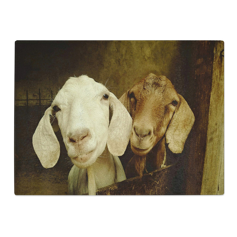 Pair Of Goats  Glass Chopping Board