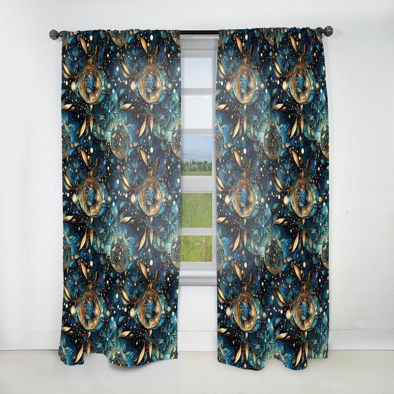 Cosmic Nomad Boho Motif IV - Rideau abstrait Boho - Rideau abstrait obscurcissant - 1 panneau, L 52 po x L 108 po