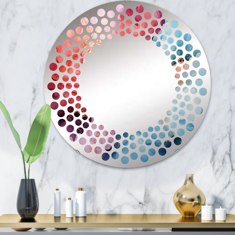 Benay Circle Mirror, 23.6" x 23.6", Clouds Storm Liquid Ink Landscape I