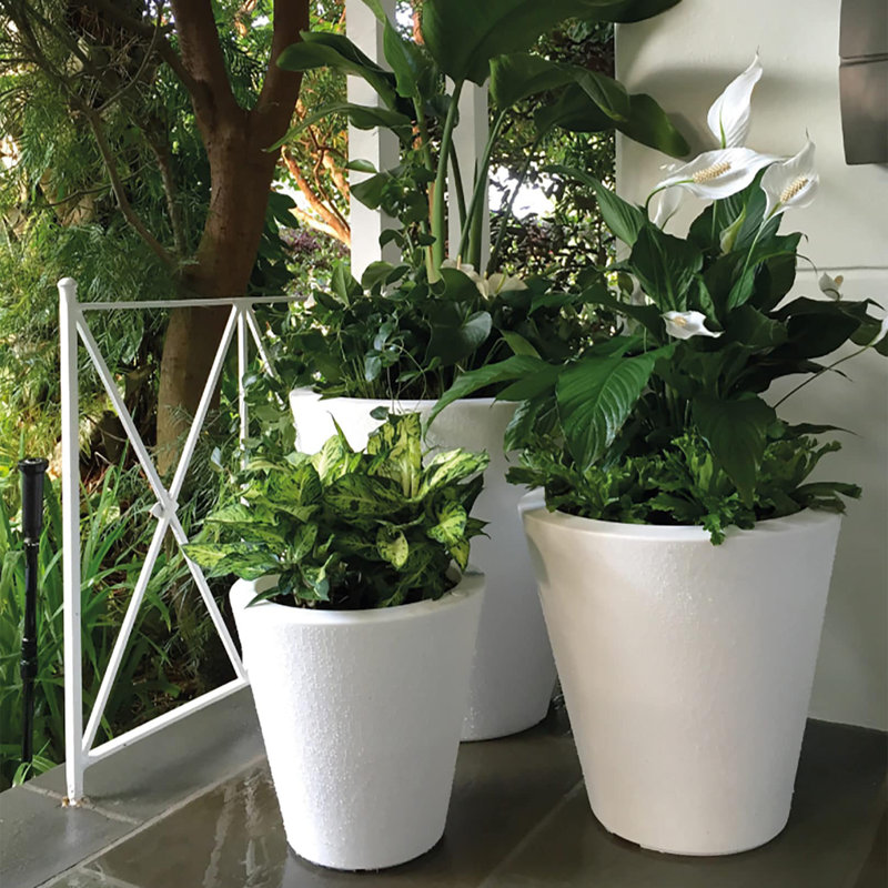 Self Watering Indoor/Outdoor Dot Planter, 16" H x 16" W x 16" D, Ash