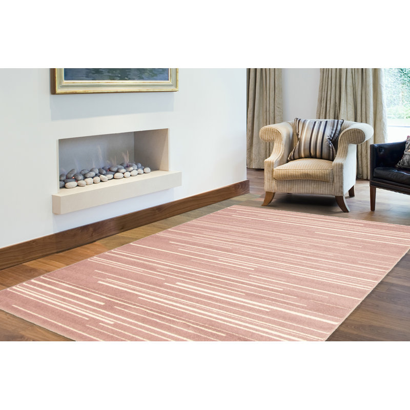 Tapis rose/crème Francom, Rectangle 5 pi 3 po x 7 pi 3 po
