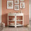 Élégante console demi-lune avec un design cannelé distinctif et un rangement pratique-2014150328