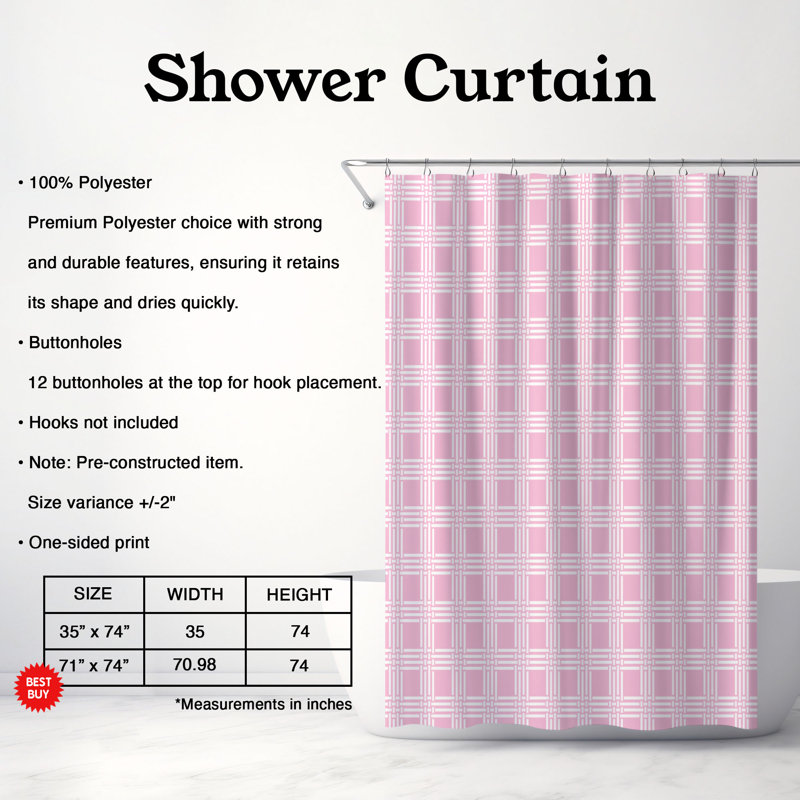 Rideau de douche Subtle Pink - Premium, H 74 po x l 71 po