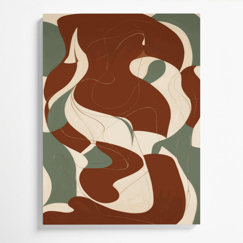 Abstrait art figuratif brun sur toile 55, H 18 po x l 12 po