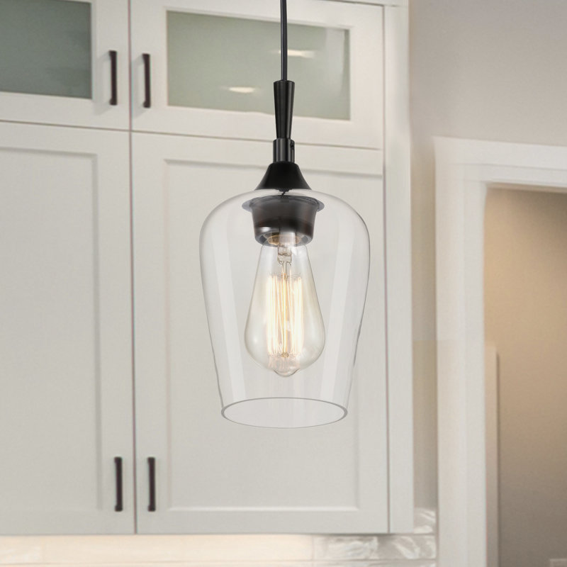 Luminaire suspendu en forme de cloche à 1 lumière Laureen, Noir mat