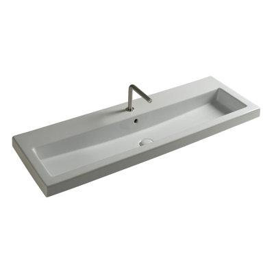 Ceramica Tecla By Nameeks 40 15.7'' White Ceramic Rectangular Bathroom Sink with Overflow