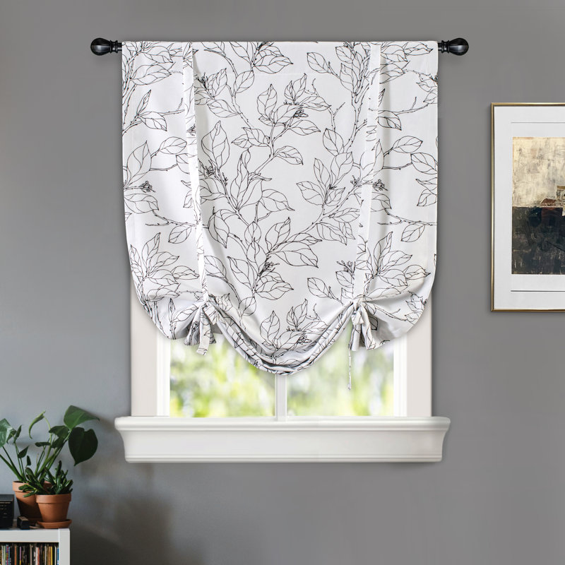Abdouallah Blackout Curtain Single Panel, 31" W x 47" L, Black/White