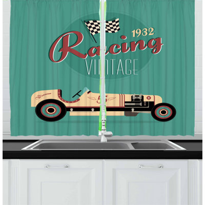 Cars 2 Piece Kitchen Curtain