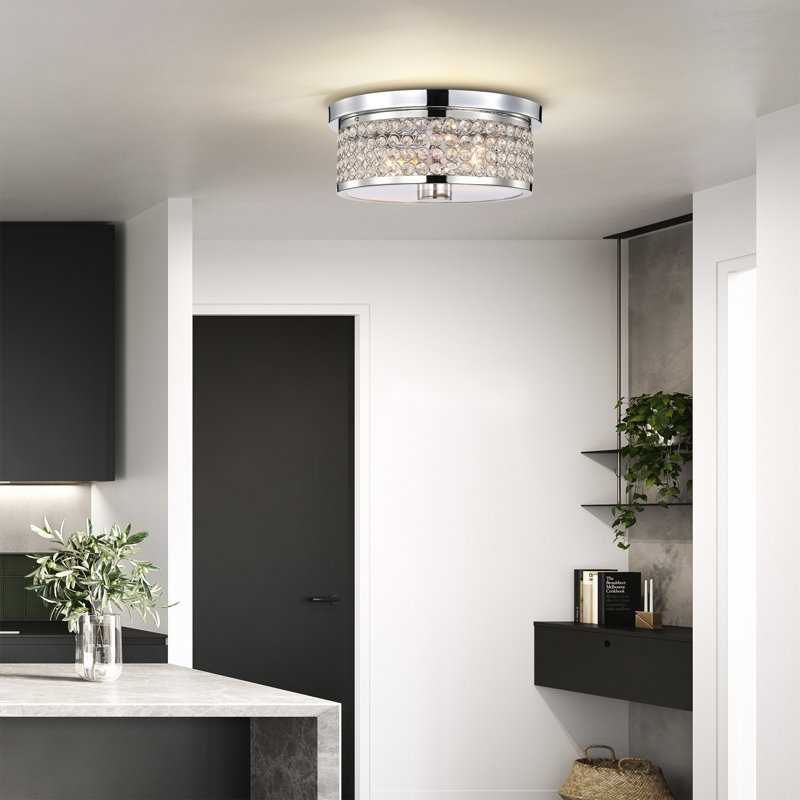 Plafonnier encastré en cristal 12 pouces Comas Glam Style finition chrome poli