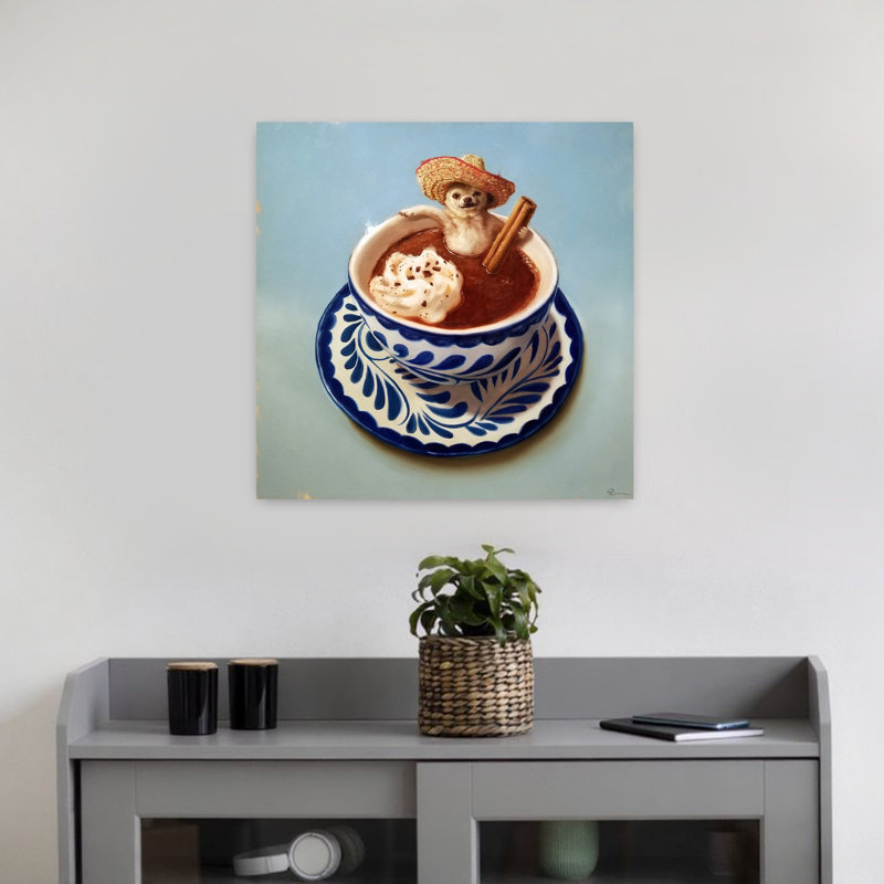 Art contemporain chien mexicain chocolat chaud, H 18 po x l 18 po