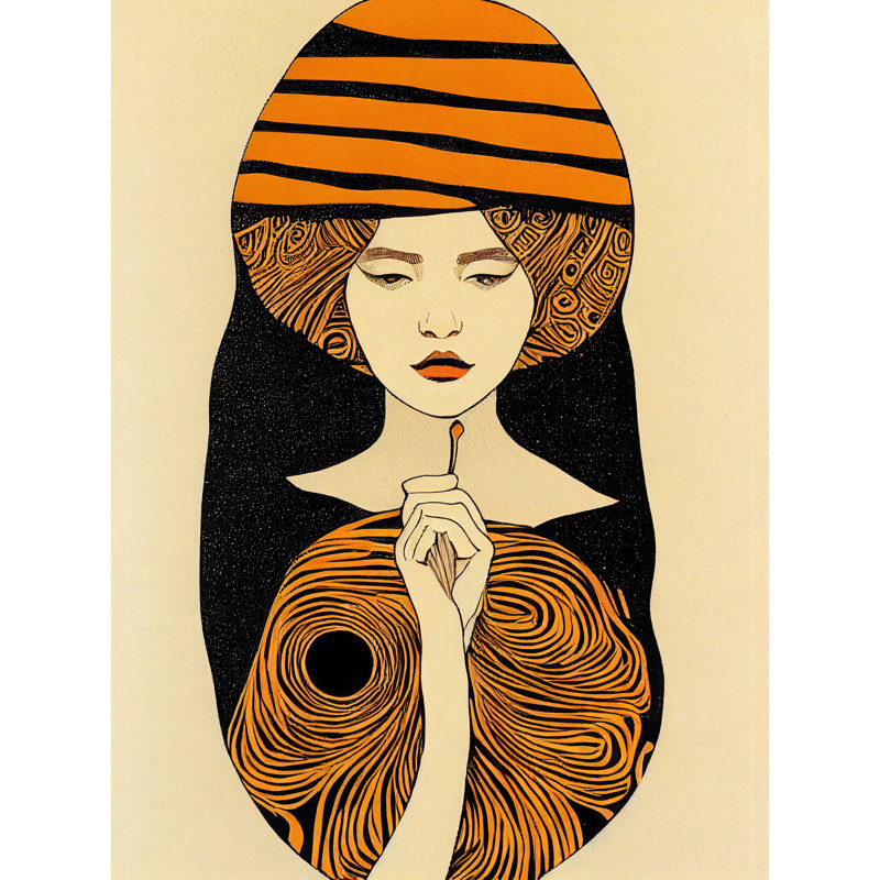 Woman Retro Midcentury Modern Art Nouveau - Print, Unframed, 40.5cm H x 30.5cm W x 0.2cm D