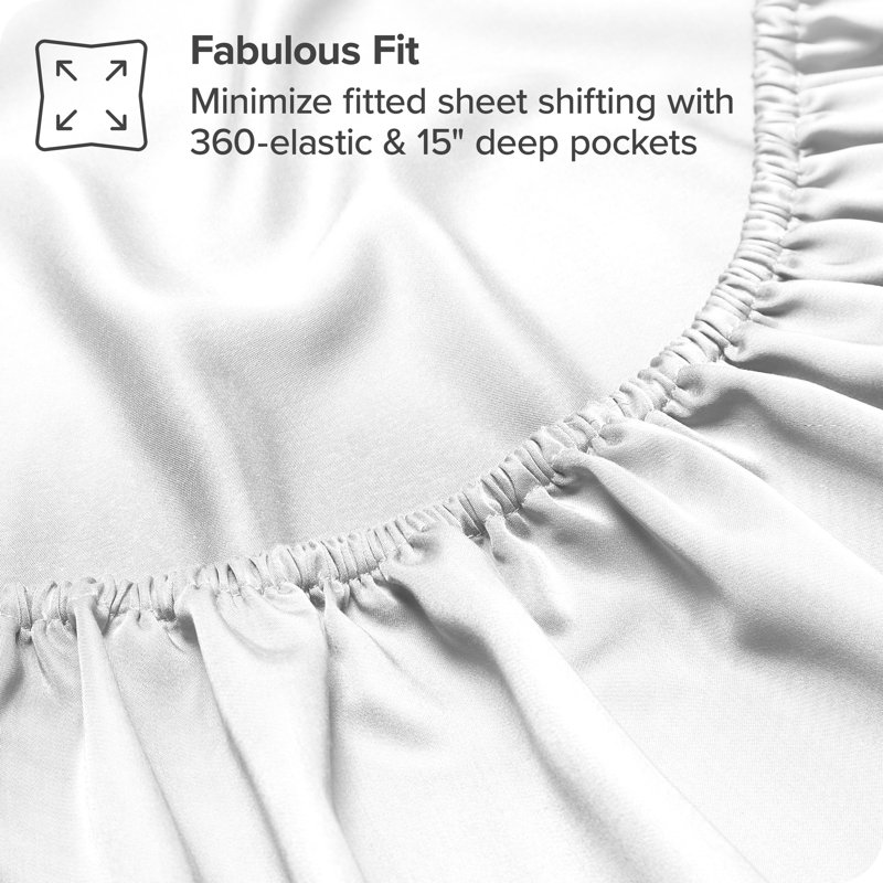 Sheet Set - Rayon from Bamboo, Queen Sheet Set with 2 Pillowcases, White