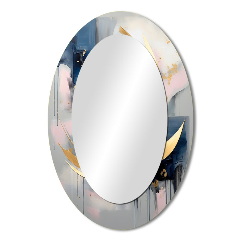Miroir mural ovale doré doré - tourbillons de sérénité I, 36 po x 24 po
