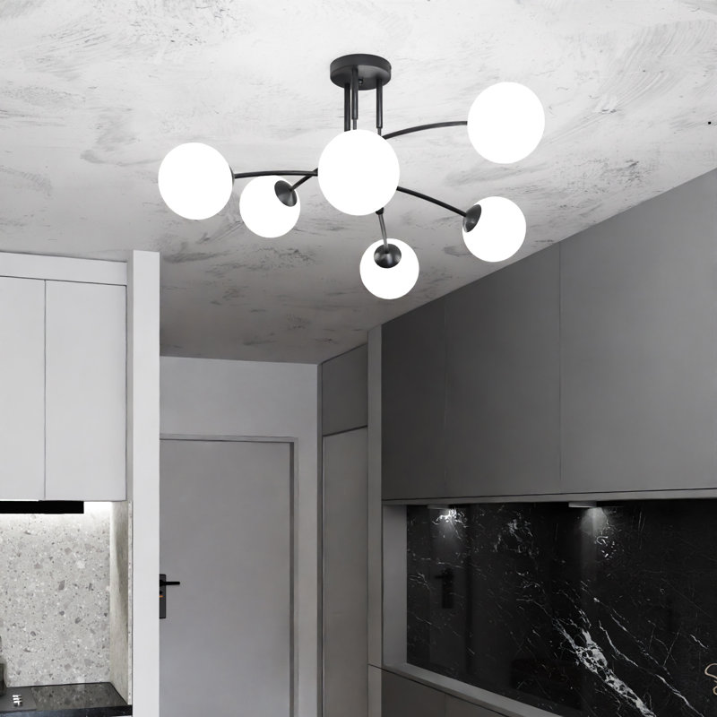 Pamplona Glass Flush Mount, Black