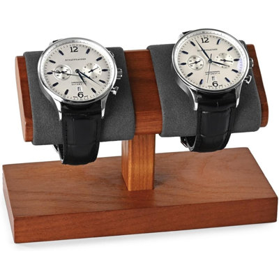 Solid Wood Watch Display Stand T-Bar Microfiber Watch Stand Jewelry Holder For Men And Women Stand Organizer For Wristwatch/Bracelet/Storage Display Rack (Gray)