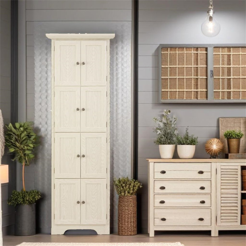 Armoire de rangement de coin 72 pouces à quatre niveaux, Blanc