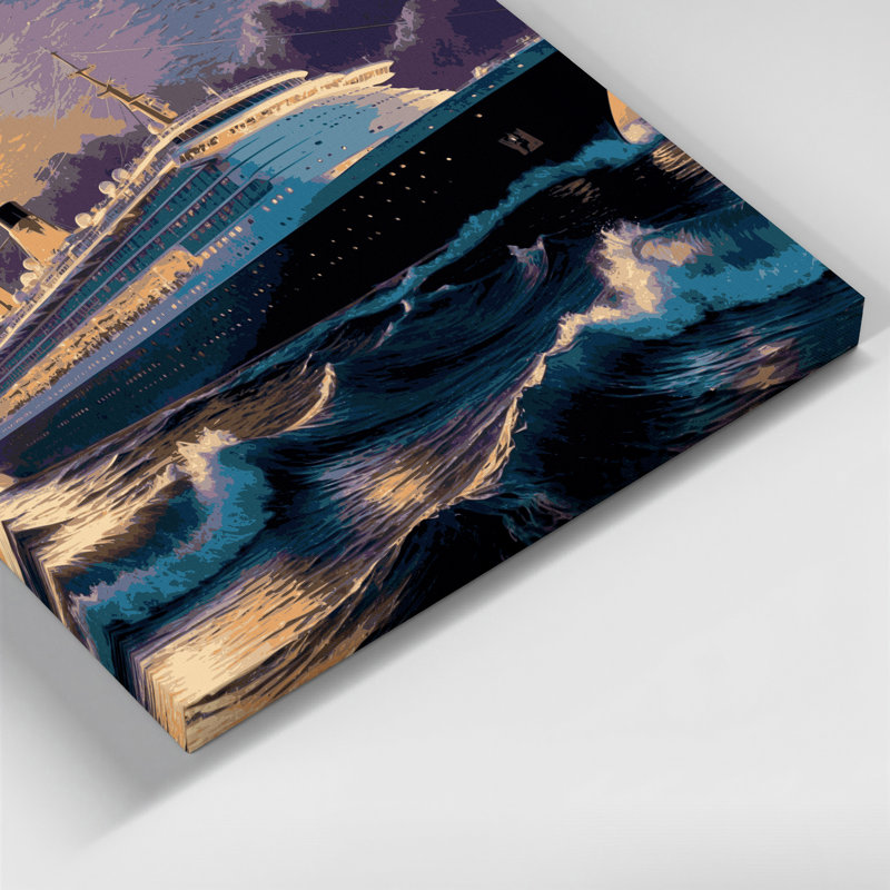 Art nautique gris sur toile, H 20 po x l 30 po