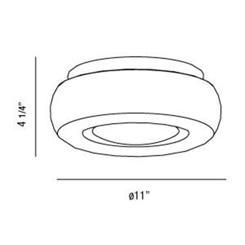 Plafonnier encastré cylindrique simple 1 lumière, H 4,25 po x l 11 po x P 11 po